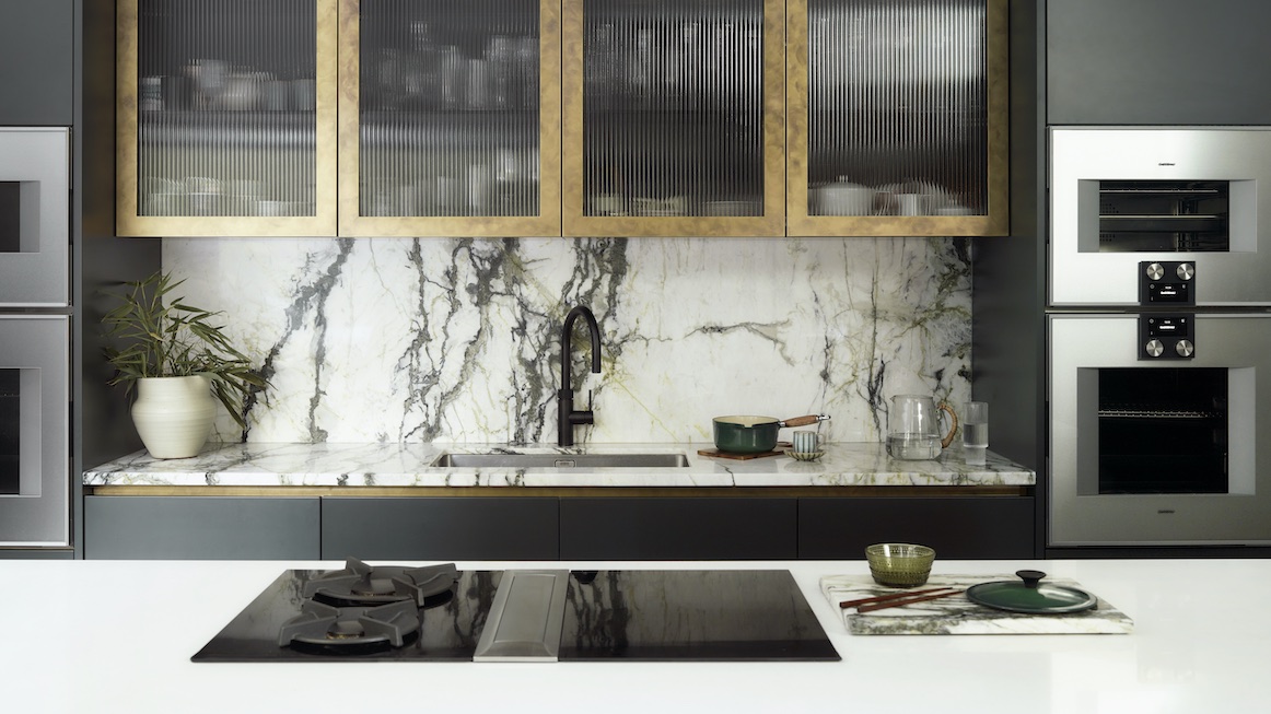 Modern white quartz kitchen benchtop