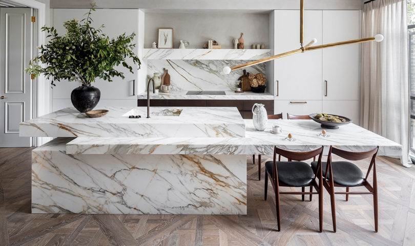 Marble dining table in luxury interior