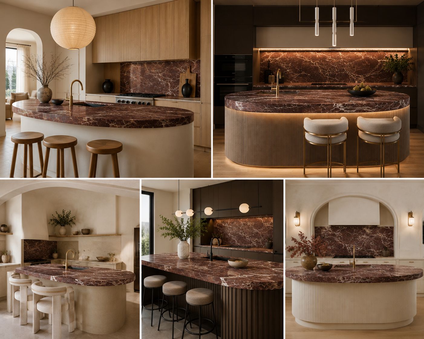 Polished marble surface with natural veining