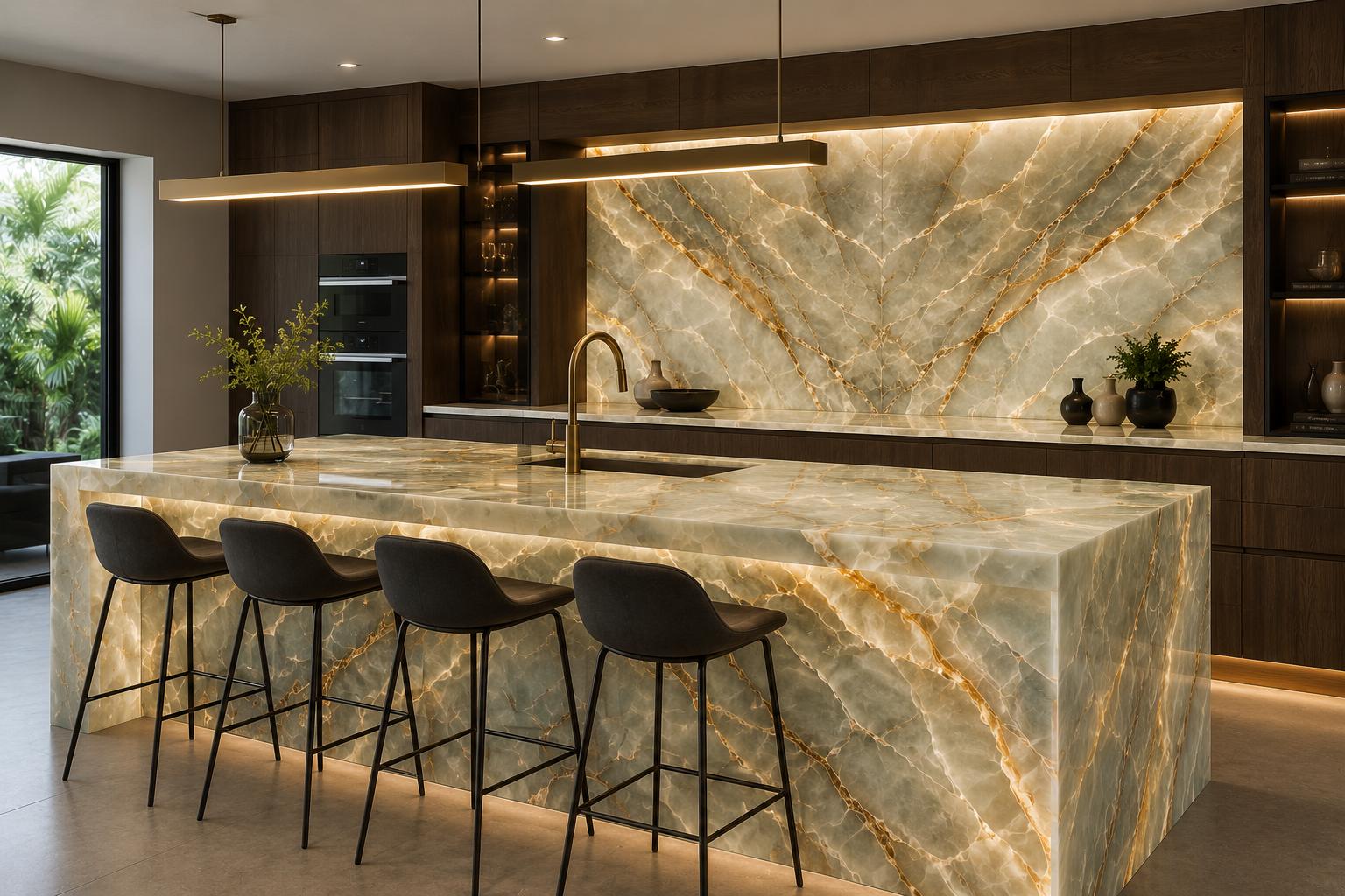 Modern white quartz kitchen benchtop