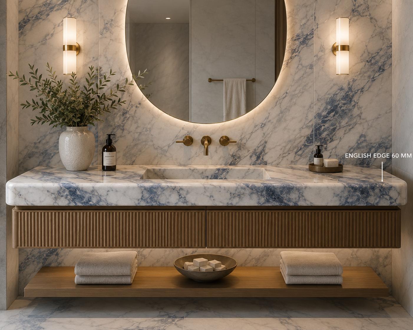 Modern white quartz Bathroom benchtop