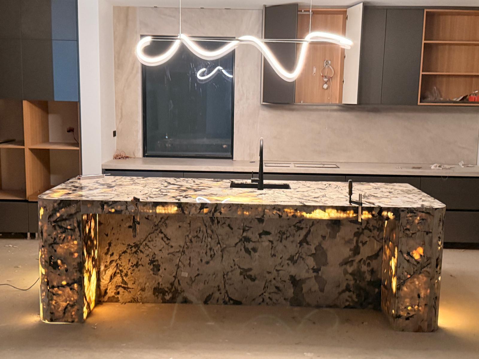 Marble dining table in luxury interior